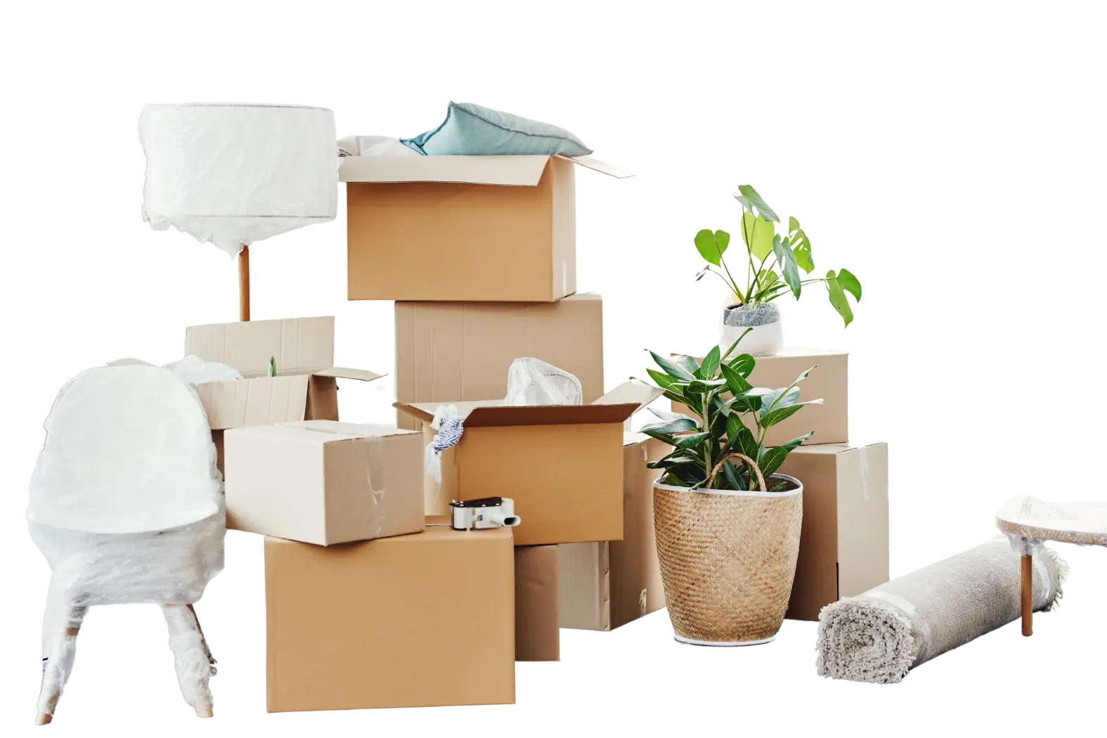 Neatly packed and labeled moving boxes ready for storage